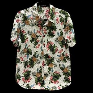 VatPave Tropical Vibrant Pineapple Print Men's Shirt S